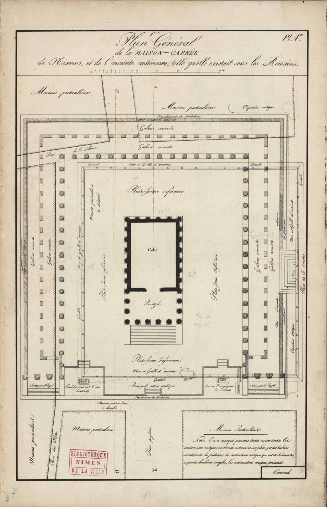 Plan général de la Maison Carrée et de l'enceinte extérieure