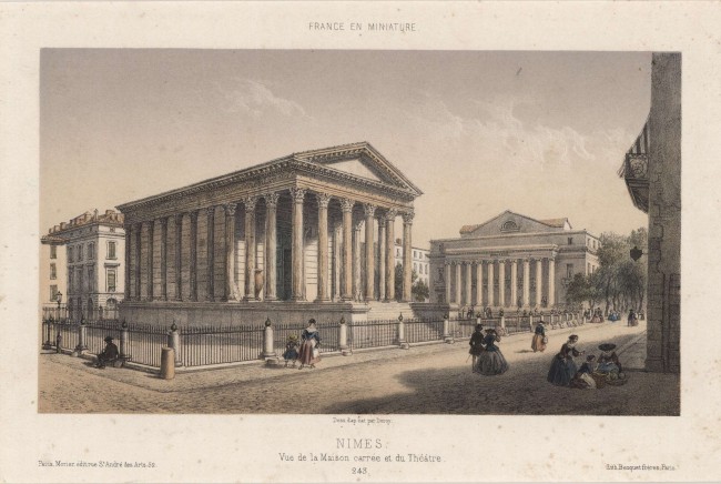 Nimes. Vue de la Maison carrée et du Théâtre