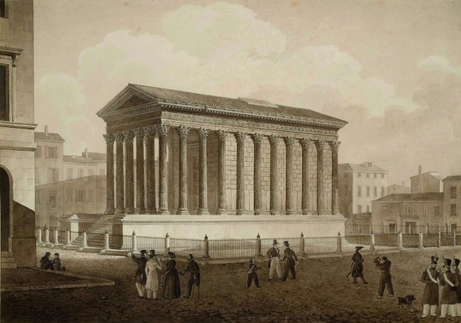 Maison carrée, vue latérale, par Henry