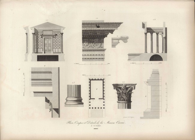 Plan, Coupes et Détails de la Maison Carrée