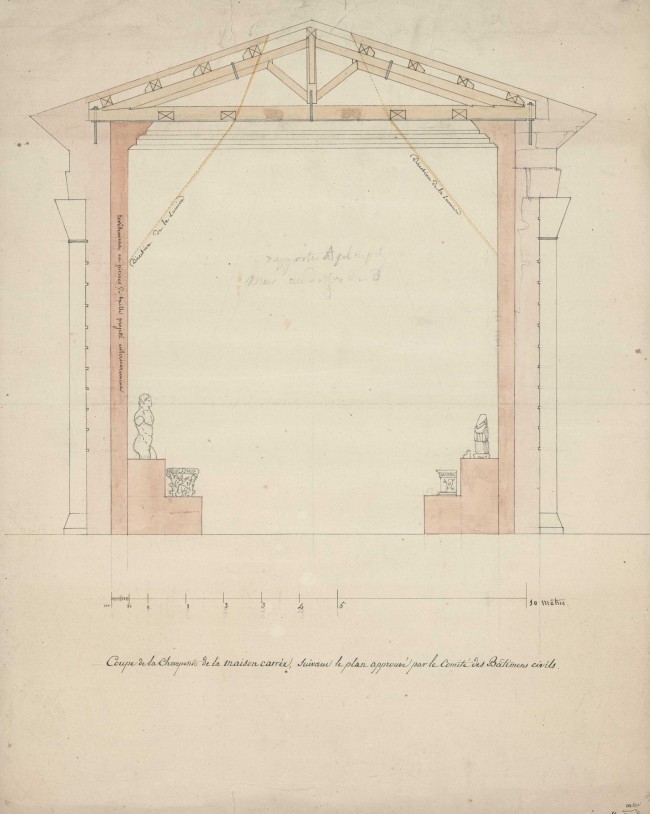 Coupe de la charpente de la Maison carrée