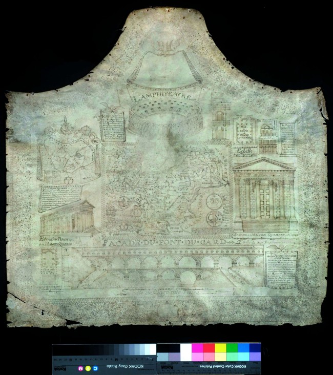 Carte du diocèse de Nîmes avec des vues des monuments romains