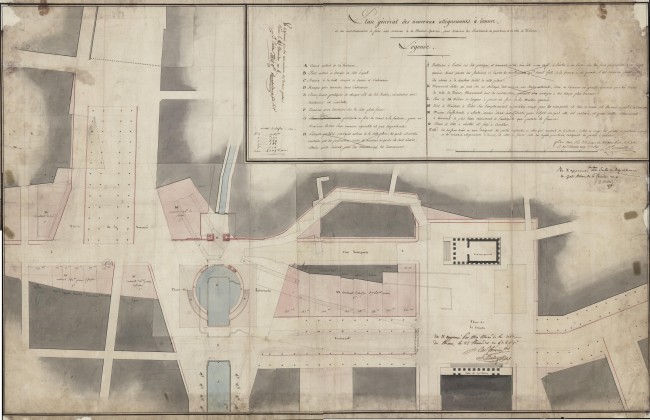 Plan général des nouveaux allignements à donner aux environs de la Maison Carrée