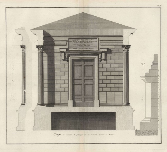 Coupe en largeur du portique de la maison quarrée à Nismes