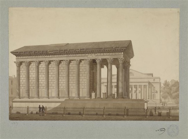 Élévation de la façade latérale de la Maison Carrée