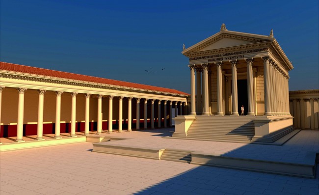 Reconstitution du forum de la Maison Carrée