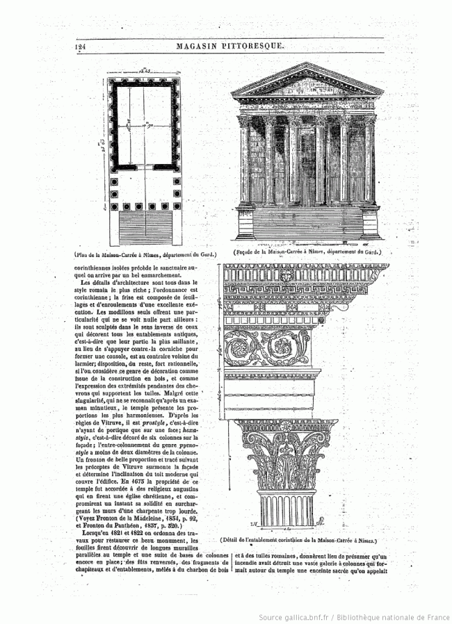 Plan de la Maison-Carrée à Nîmes