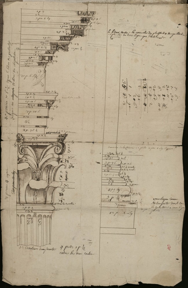 Détails d'architecture avec relevés de cotes