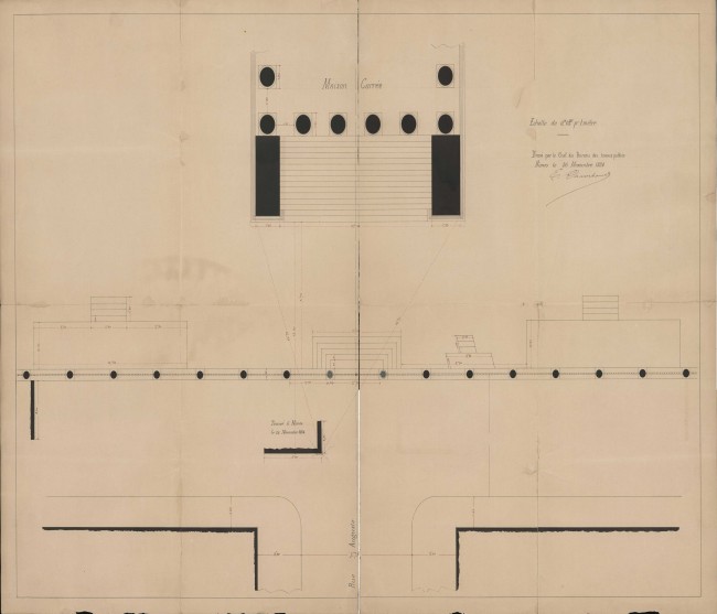 Plan de vestiges trouvé près de la Maison carrée en 1884]