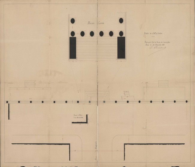 Plan de vestiges trouvé près de la Maison carrée en 1884